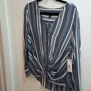 Brand new , blue and white pinstripe shirt , size large